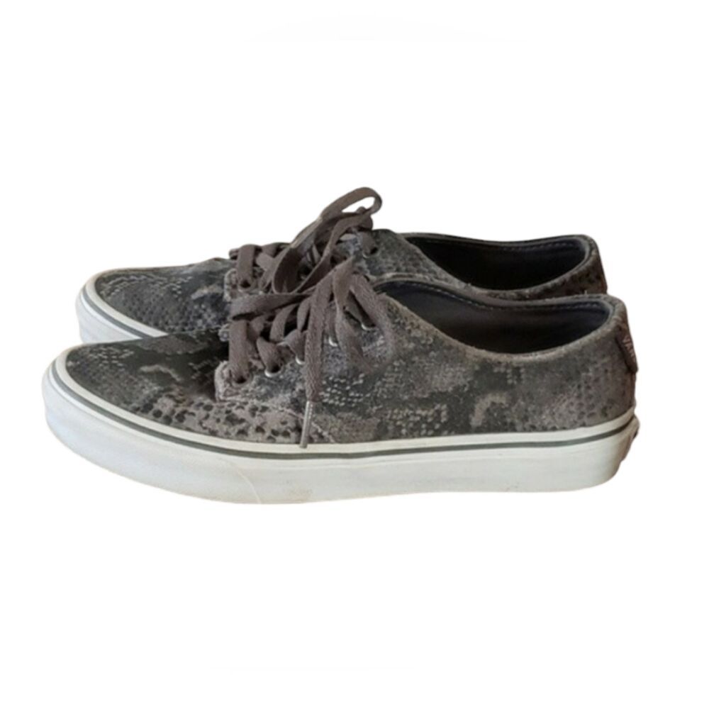 Van's Women's Off The Wall Snakeskin Print Lace Up Gray Sneakers Shoes S…